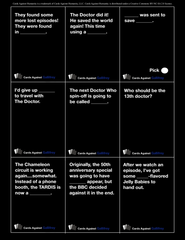 Cards Against Humanity Has A Doctor Who Expansion Now 