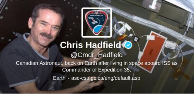 Hadfield on Earth