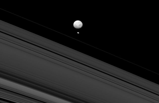 NASA Cassini Image Shows Saturn's Moons Mimas And Pandora | The Mary Sue