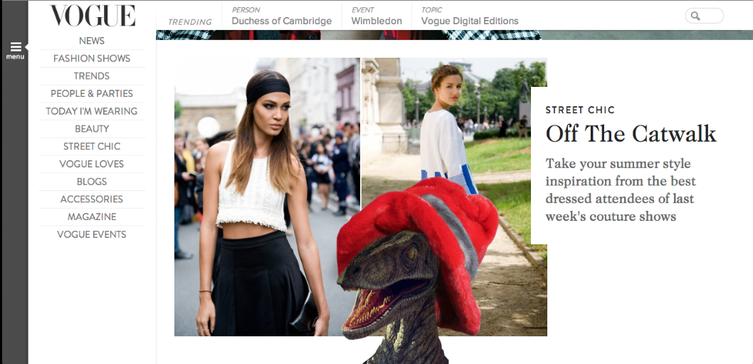 Velociraptors On The British Vogue Website With Konami Code | The Mary Sue