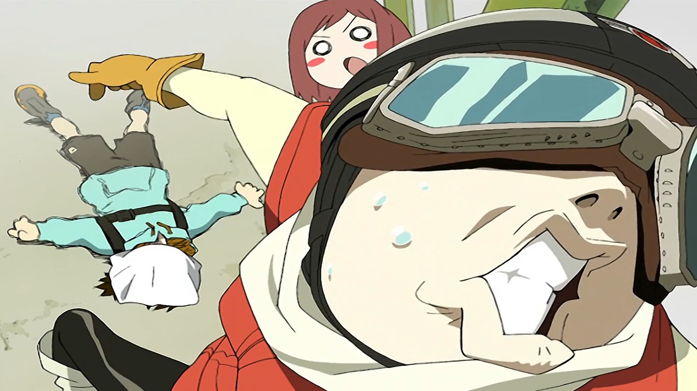 A character gets slapped dramatically hard in the 'FLCL' anime