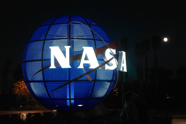 NASA sign on glowing globe