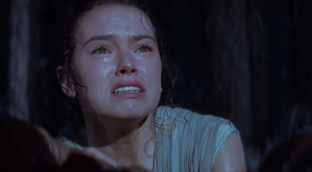 Rey crying in The Force Awakens.