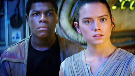 Rey and Finn look dumbfounded together.