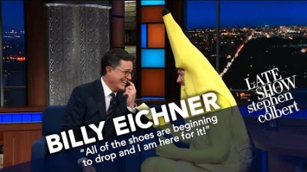 Billy Eichner on the late show with Stephen Colbert