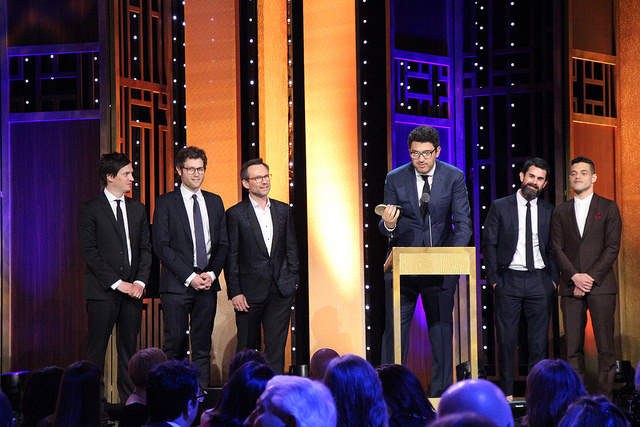 image: Sarah E. Freeman/Grady College/Peabody Awards/Flickr This photo includes Writer/ Co-Executive Producer Kyle Bradstreet, Writer Adam Penn, Actor Christian Slater, Creator/Executive Producer/Writer/Director Sam Esmail, Executive Producer Chad Hamilton and Actor Rami Malek accepting the Peabody for "Mr. Robot." (Photo/Sarah E. Freeman/Grady College, freemans@uga.edu in New York City, Georgia, on Saturday, May 21, 2016)