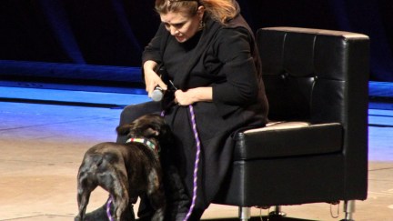 Carrie Fisher and dog