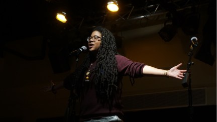 Spoken word poet Kai Davis in performance