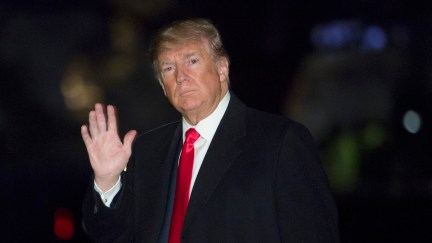 Donald Trump returns to the White House on March 10, 2018 in Washington, DC. Trump is returning from a political rally in western Pennsylvania.