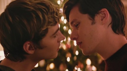 Two boys about to kiss in Love, Simon