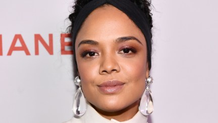 LOS ANGELES, CA - FEBRUARY 28: Tessa Thompson, wearing Chanel, attends a Chanel Party to celebrate the Chanel Beauty House and @WELOVECOCO at Chanel Beauty House on February 28, 2018 in Los Angeles, California.