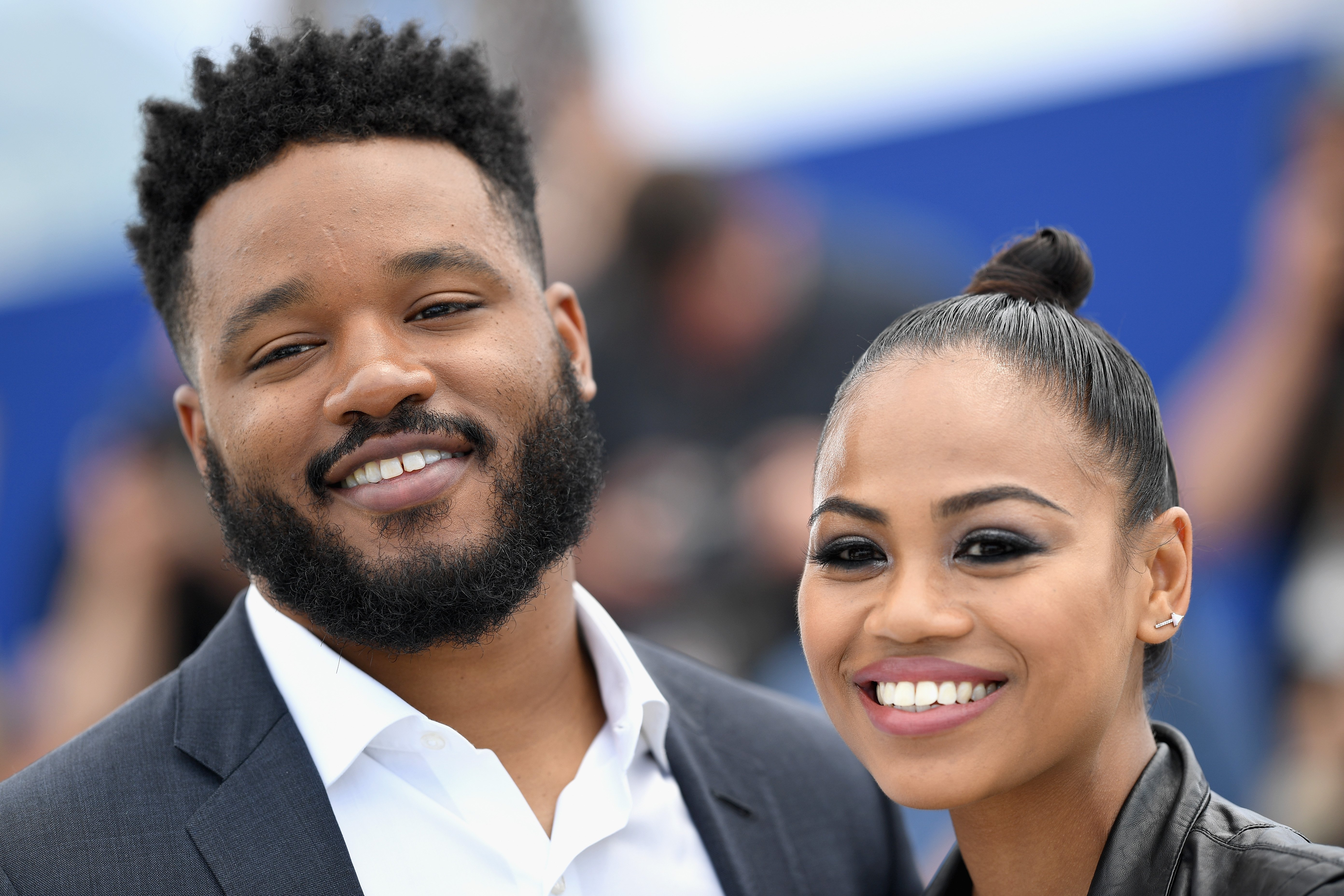 CANNES, FRANCE - MAY 10: Director Ryan Coogler and Zinzi Evans (R) attend the photocall for Rendezvous with Ryan Coogler during the 71st annual Cannes Film Festival at Palais des Festivals on May 10, 2018 in Cannes, France.