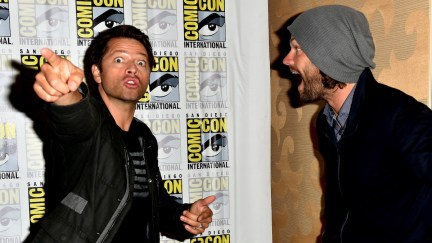 SAN DIEGO, CA - JULY 22: Misha Collins (L) and Jared Padalecki attend the 