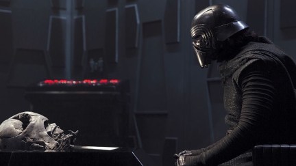 Kylo Ren and Darth Vader's helmet in The Force Awakens