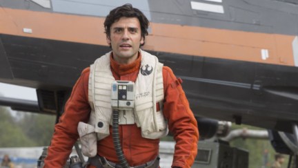 Poe Dameron (Oscar Isaac) heads into action in Star Wars Episode VII: The Force Awakens