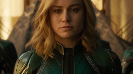 Brie Larson as Captain Marvel in the movie of the same name.