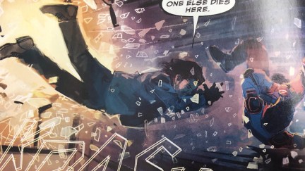 bucky barnes crashing through glass in marvel's winter soldier comic issue 2