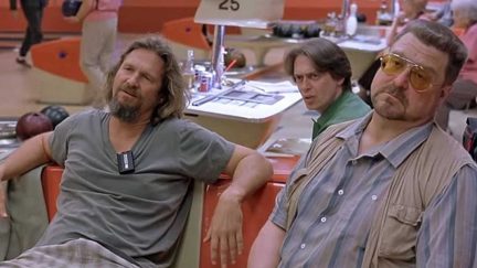 Jeff Bridges as the Dude in the bowling alley in The Big Lebowski.