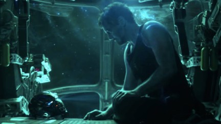 Robert Downey Jr. as Tony Stark lost in space, talking to his Iron Man mask in the Avengers: Endgame trailer.