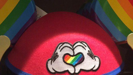 Rainbow Mickey Mouse ear hat.