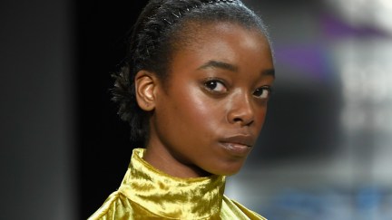 : Olivia Anakwe walks the runway for Prabal Gurung during New York Fashion Week: The Shows at Gallery I at Spring Studios on February 11, 2018 in New York City. (Photo by Frazer Harrison/Getty Images for New York Fashion Week: The Shows)