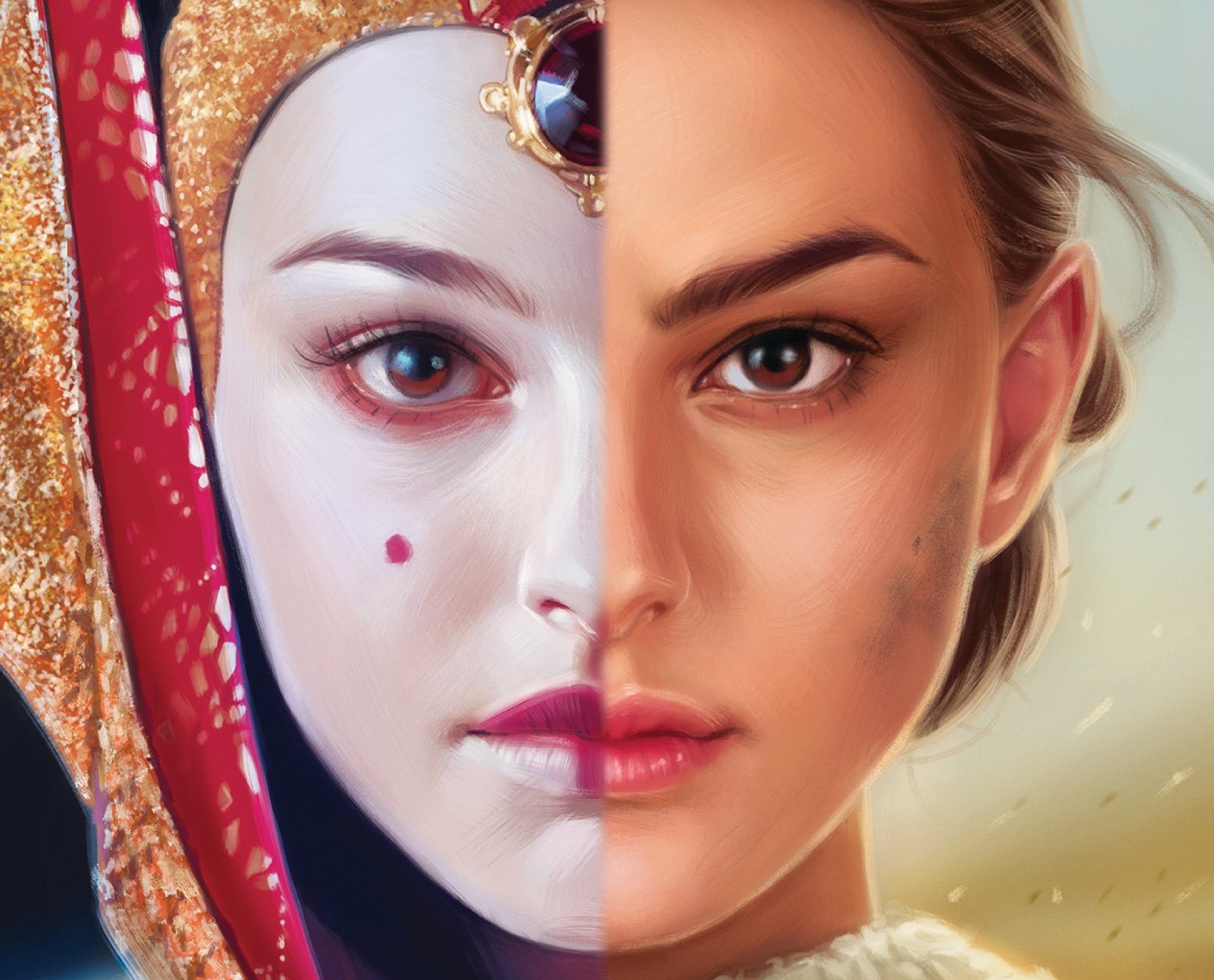 Padmé Amidala on the cover of the Queen's Shadow Star Wars book.