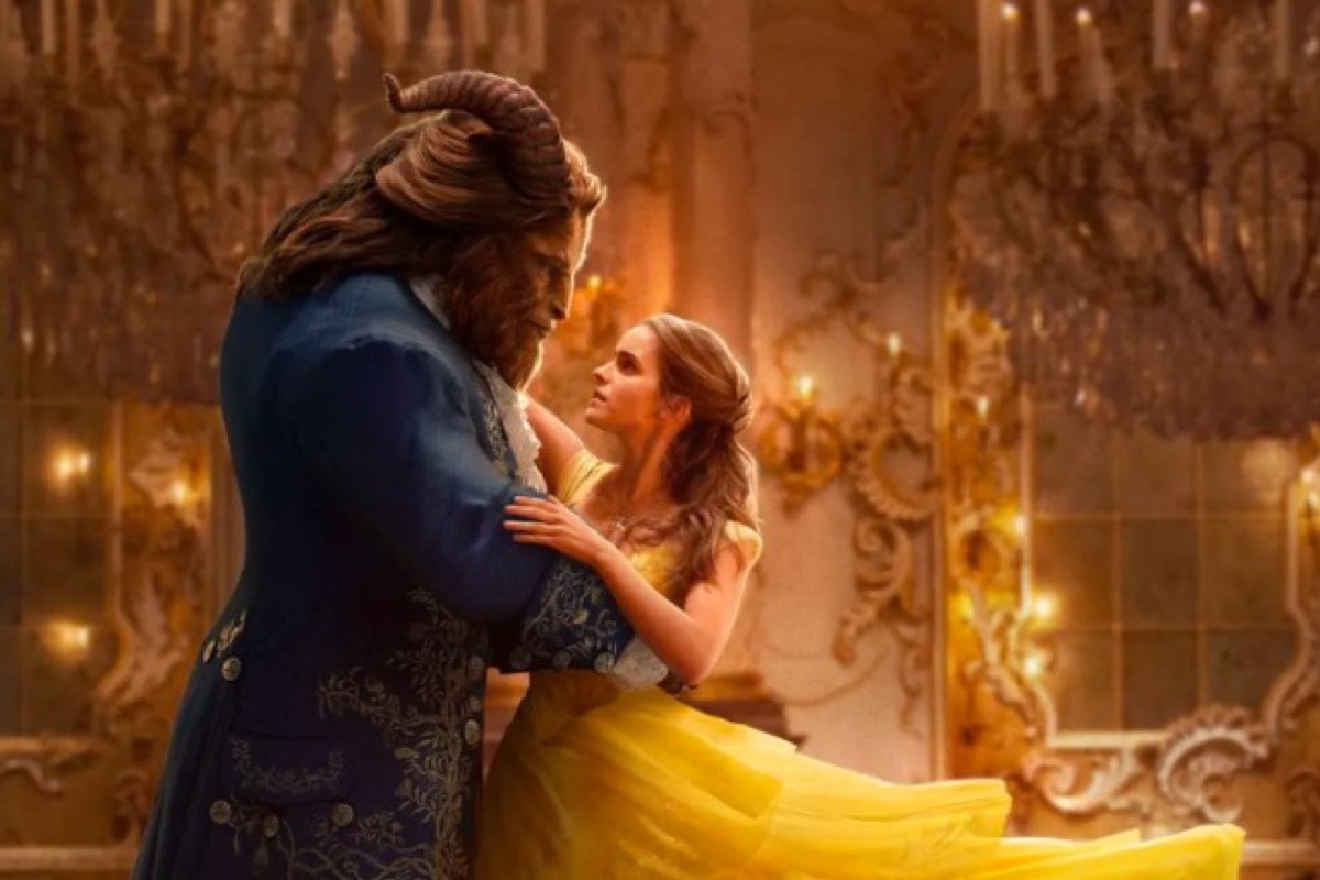 Belle and the Beast dance in Disney's live-action Beauty and the Beast.