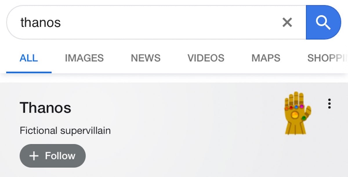 Google Thanos Easter Egg from Avengers: Endgame