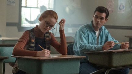 Pictured (L-R): Madelaine Petsch as Teen Penelope Blossom and KJ Apa as Teen Fred Andrews in The CW's Riverdale.