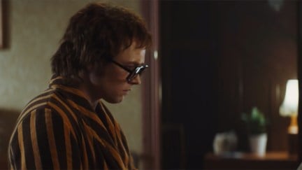 Taron Egerton as Elton John in Rocketman.