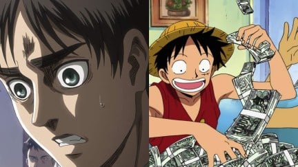 Eren Jaeger in Attack on Titan and Luffy from One Piece