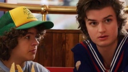 Steve Harrington and Dustin on Netflix's Stranger things.