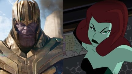 Thanos in Marvel's Avengers: Infinity War and Poison Ivy in DC Universe's Batman and Harley Quinn.