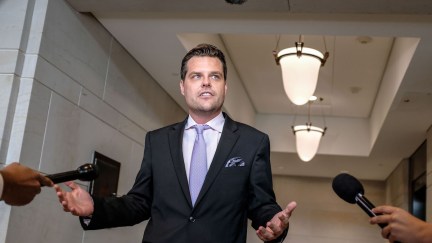 Matt Gaetz speaks to reporters after being kicked out of a deposition.