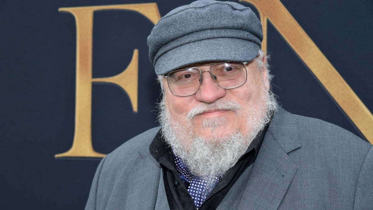 Author George R.R. Martin in a hat