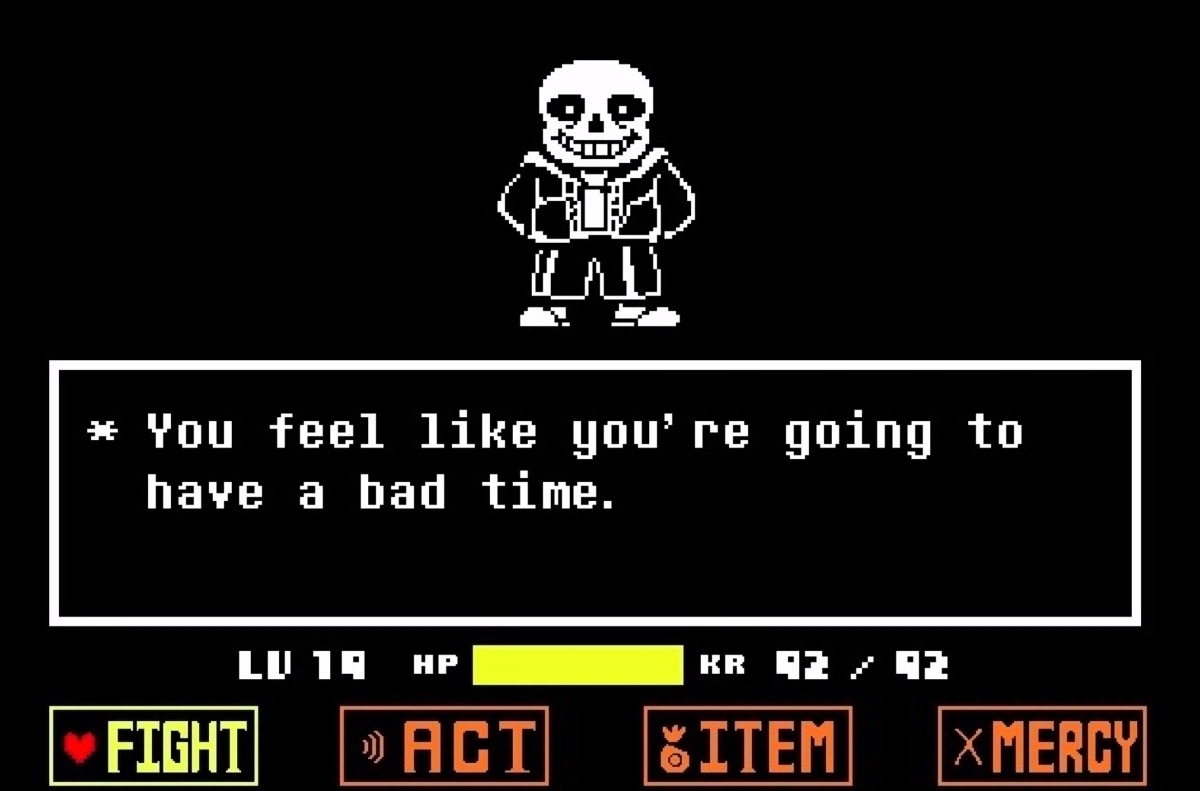 Sans fight screen in Undertale.