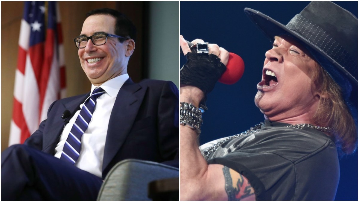 Steve mnuchin and axl rose collage