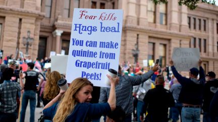 A protester demonstrates during the 