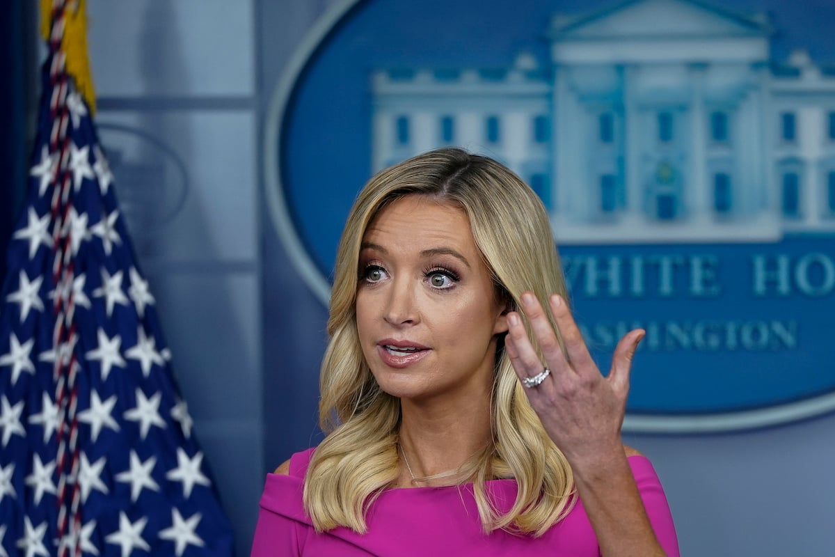 Kayleigh McEnany speaks from the White House podium.