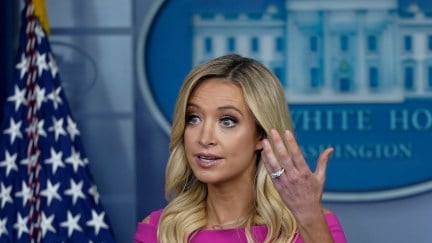 Kayleigh McEnany speaks from the White House podium.