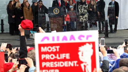 U.S. President Donald Trump speaks at the 47th March For Life rally on the National Mall, January 24, 2019 in Washington, DC. The Right to Life Campaign held its annual March For Life rally and march to the U.S. Supreme Court protesting the high court's 1973 Roe V. Wade decision making abortion legal.