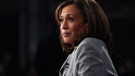 Kamala Harris speaks to the press