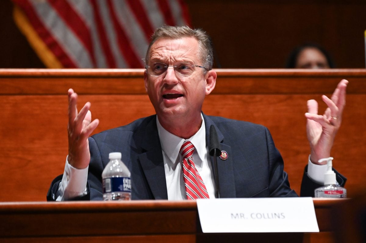 WASHINGTON, DC - JUNE 17: Representative Doug Collins, a Republican from Georgia, speaks during a House Judiciary Committee markup on H.R. 7120, the "Justice in Policing Act of 2020," on June 17, 2020, in Washington, D.C. The House bill would make it easier to prosecute and sue officers and would ban federal officers from using choke holds, bar racial profiling, end "no-knock" search warrants in drug cases, create a national registry for police violations, and require local police departments that get federal funds to conduct bias training. (Photo by Erin Scott-Pool via Getty Images)