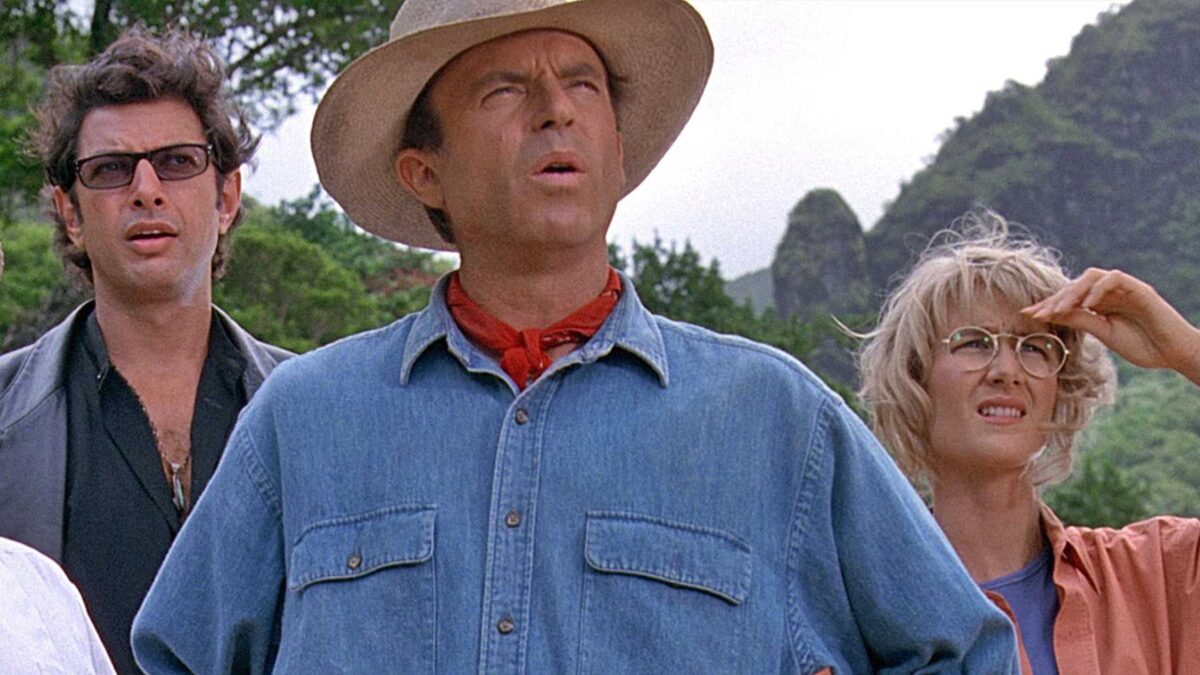 Sam Neill, Laura Dern, and Jeff Goldblum in Jurassic Park