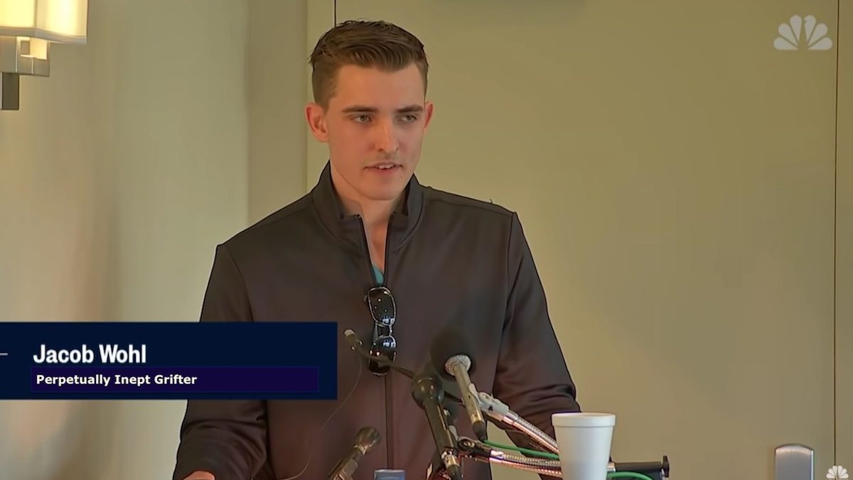 Jacob Wohl speaks at a press conference.