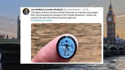 Lara Maiklem runs a mudlark Twitter account in London