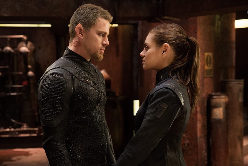 Mila Kunis and Channing Tatum in Jupiter Ascending (2015)