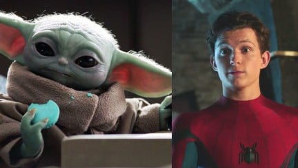 baby yoda and spider-man