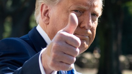 Donald Trump gives a thumbs-up