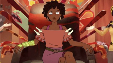 Grace (Kirby Howell-Baptiste) sits on her throne in Infinity Train.